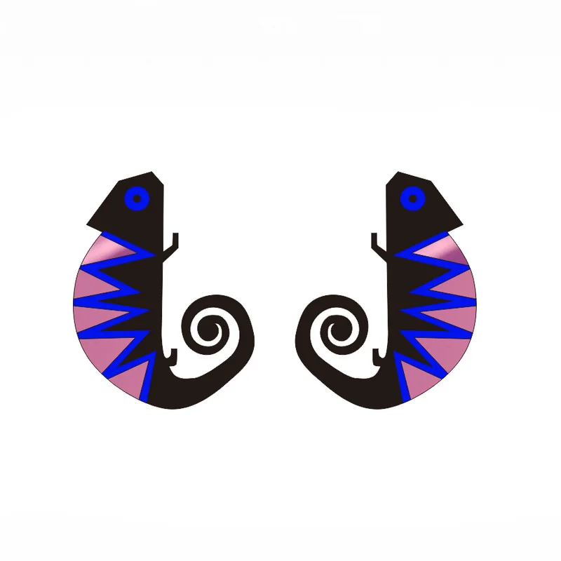 Женские серьги гвоздики в виде Хамелеона разноцветные акриловые мини ящерицы