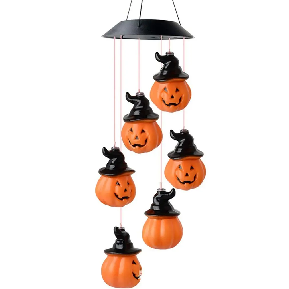 

LED Solar Pumpkins Wind Chime Outdoor Waterproof Courtyard Garden Decorative Chandelier Halloween Decorative Windchime Light