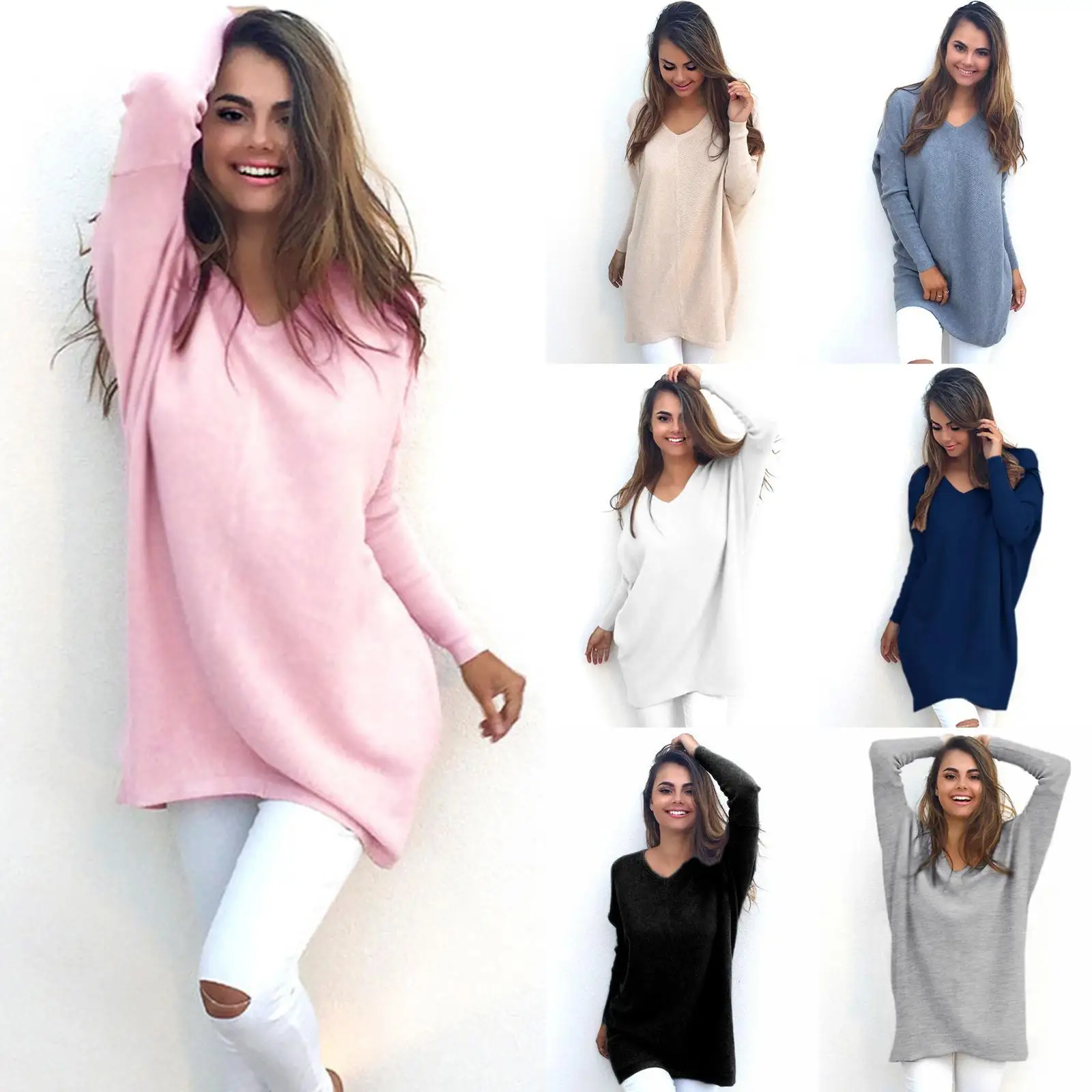 

Sweater Trim Sexy Female Long-sleeved Knitwear Oversized Bag Sweater Set Head Female Winter Shirt