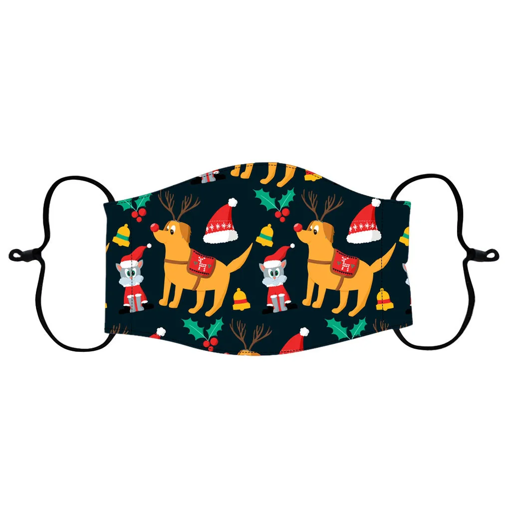 

6PCS Children's Christmas Face Mask Print Adjustable Windproof Reusable Mask Protective Print Washable mascarilla