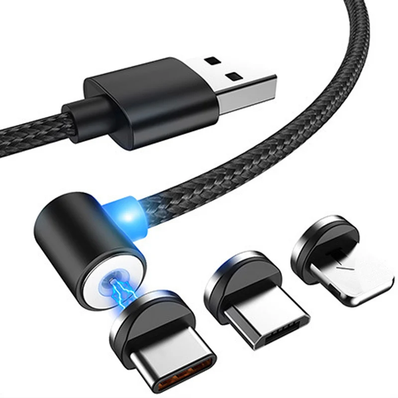 Черный Магнитный кабель, 1 м, зарядный кабель Micro usb type C для iPhone, samsung, Xiaomi, USB-C, магнитный кабель для зарядки и передачи данных - Цвет: Черный