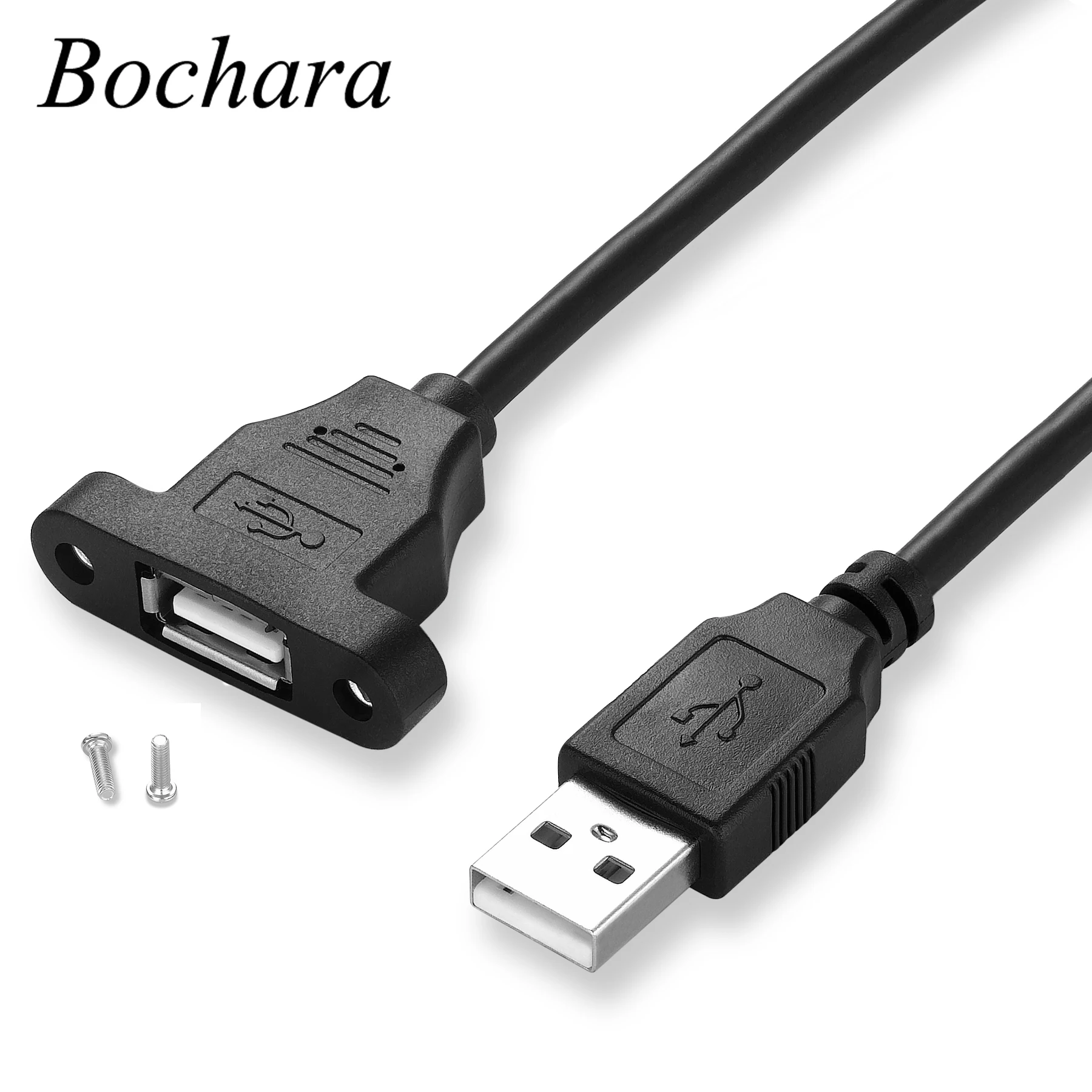 

Bochara USB 2.0 Extension Cable Male to Female With Full Wrapped Screw Panel Mount Foil+Braided Shielded 30cm 50cm 1m 1.5m