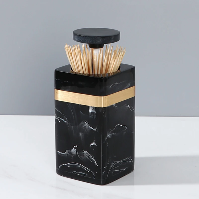 Мраморный держатель для зубочисток коробка хранения из смолы роскошный пресс