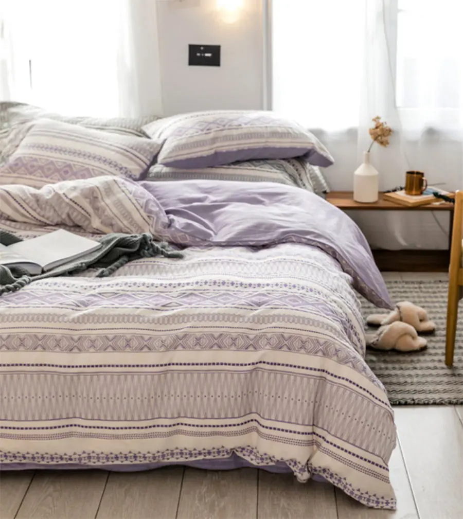 Fashion geometric bedding set full queen king cotton blue purple red brown double home textile bedsheet pillow case quilt cover | Дом и сад