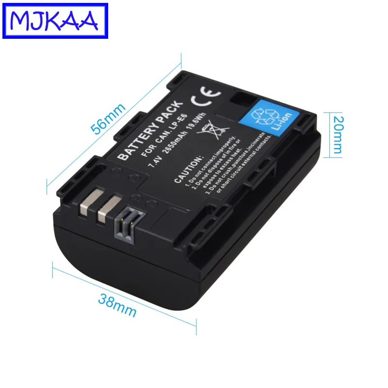MJKAA LP-E6 2650 мАч 7 4 В 19.6Wh литий-ионный аккумулятор для цифровой камеры EOS 5D Mark II III 6D 7D