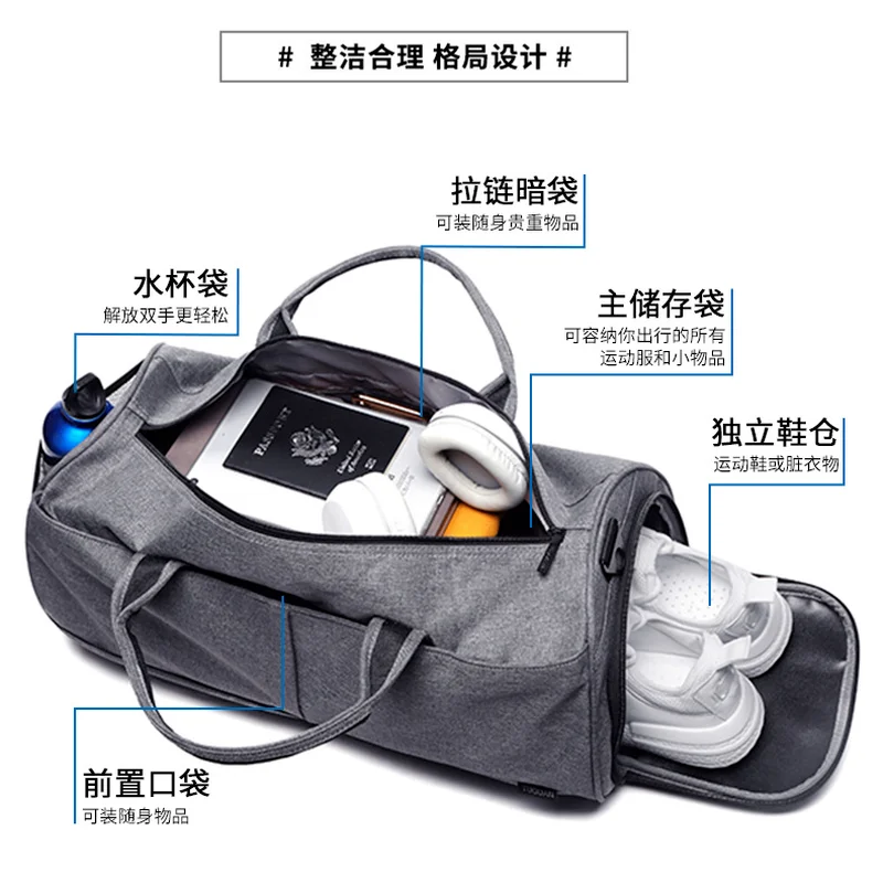 

OLN Large Capacity Sports Fitness Bag for Women Yoga Waterproof Oxford Fabric Travel Duffle Bag for Weekend Overnight Duffel