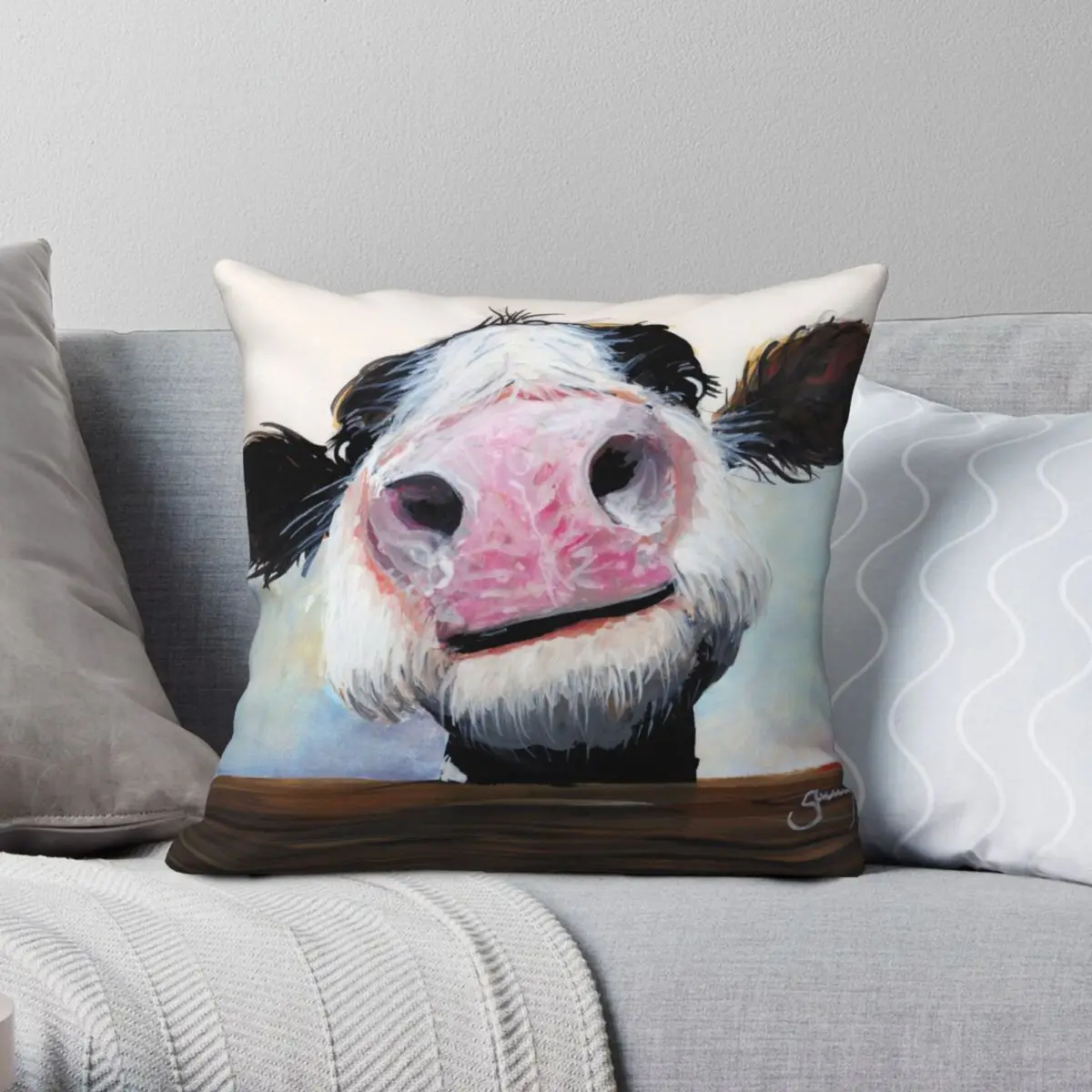 

Наволочка NOSEY COW HEY HOW'S IT GOIN квадратная Подушка Чехол из полиэстера льняная бархатная креативная Декоративная Подушка на молнии чехол