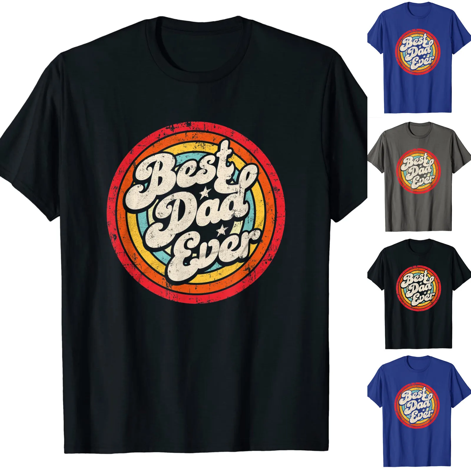 Футболка мужская с принтом на День отца Повседневная рубашка круглым вырезом топ