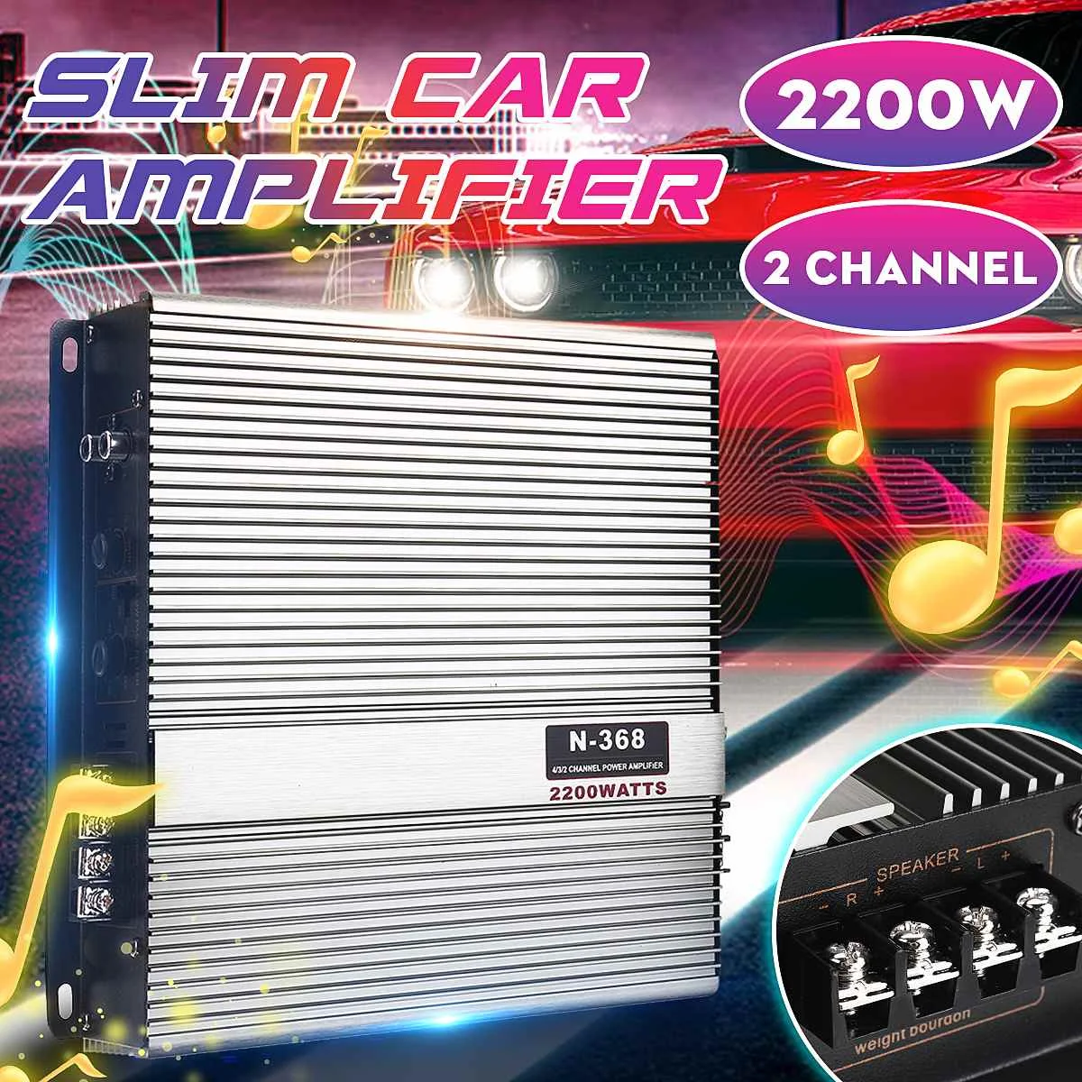 12V 2200 ватт 2 х канальный автомобильный усилитель аудио стерео бас Динамик