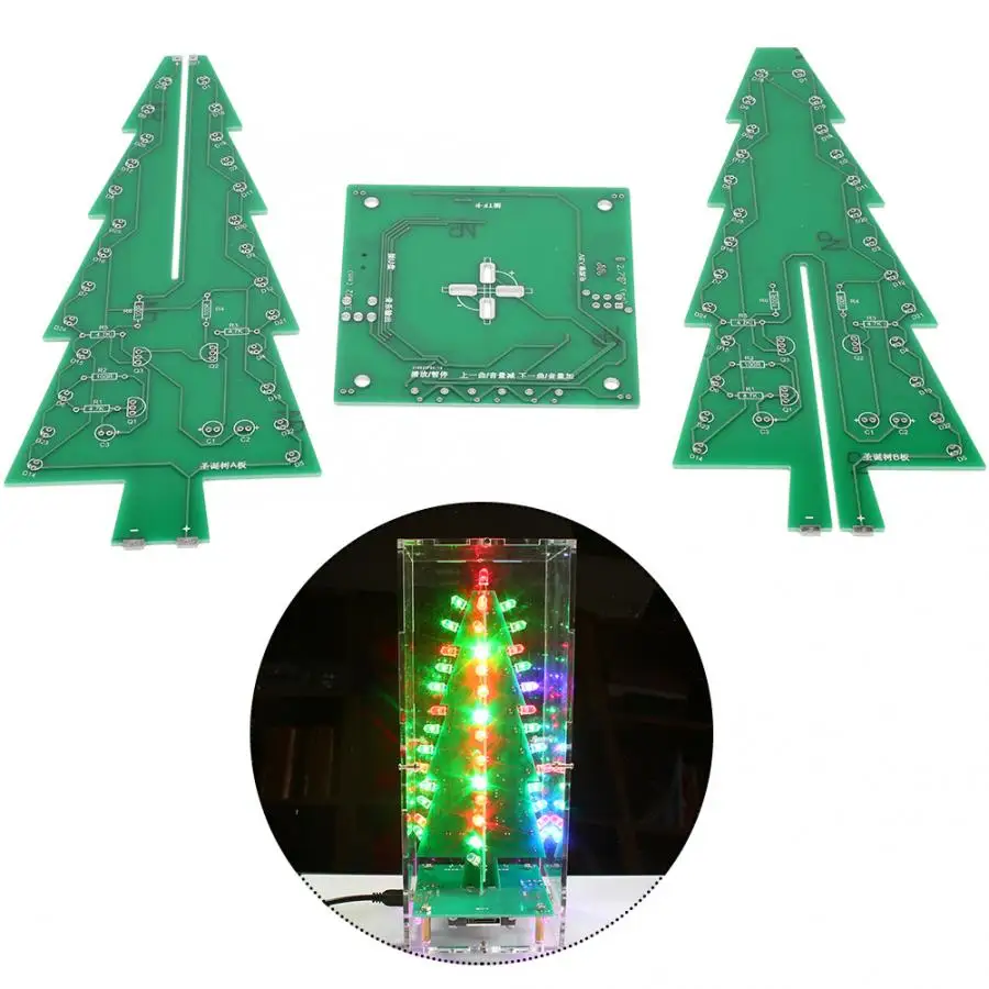 Цветная светодиодная вспышка &quotсделай сам&quot стерео Рождественская елка MP3