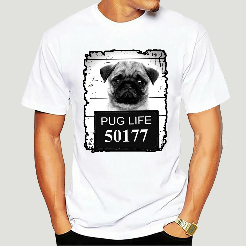 

Funny Thug Pug Life Pattern Men T Shirt Mugshot Fashion Good Designed T-shirt Women O-Neck Casual Daily Tops Tees