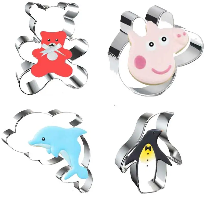 

Christmas Cartoon Animal Stainless Steel Cookie Cutter 0.3mm Thickness Fruit Cutting Die Cupcake Stamp Mold Kitchen Baking Tools
