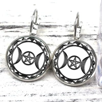 triple moon goddess witchcraft five pointed star magic amulet earrings female moon stud earring vintage jewelry gift ear jewelry