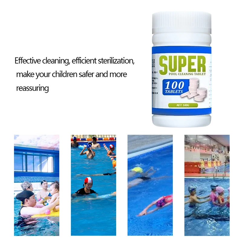 

100pcs Bottle Pool Cleaning Tablets Summer Swimming Pool Cleaning Tablet Tools Effervescent Chlorine Tablets Swimming Pool Tools
