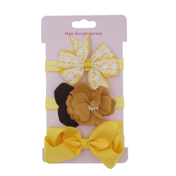 20 Комплект детской повязки на голову, повязка на голову с цветком, повязка на голову, бантики для волос с пайетками для девочек, головной убор для маленькой принцессы, аксессуары для волос для новорожденных, 3 шт./лот - Цвет: 20