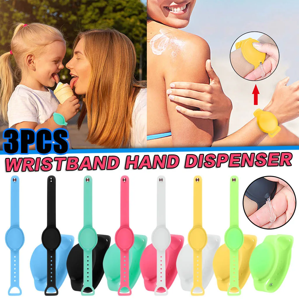 

3PCS Hand Sanitizer Disinfectant Pumps Disinfectant Silicone Bracelet Wristband Hand Dispenser Wearable Hand Sanitizer Dispense