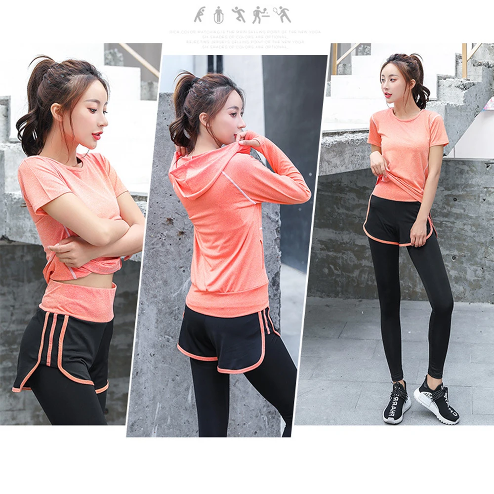 Женские Бесшовные штаны с высокой талией пальто капюшоном футболка бюстгальтер