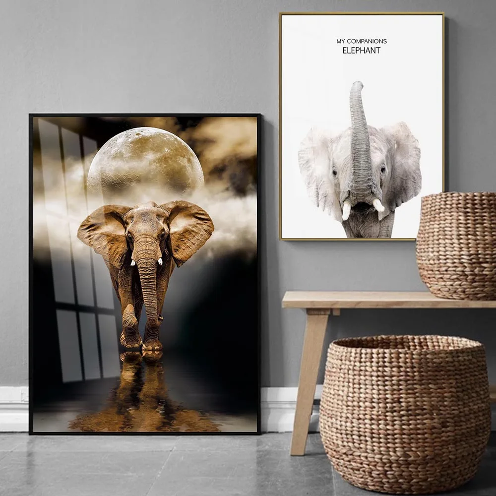 Картина на холсте с изображением слона постер эстетическими животными Офисная