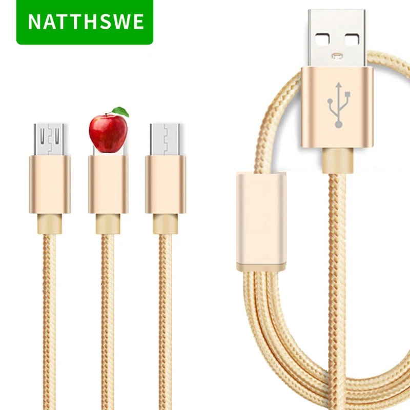 Gold NATTHSWE 3 в 1 кабель для передачи данных Micro usb type-C кабель для быстрой зарядки для iPhone X 8 7 6 iPad samsung Android Phone - Color: Gold