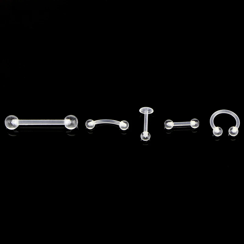 10 шт./компл. ювелирные изделия для тела Прозрачный акриловый язык кольцо штанга