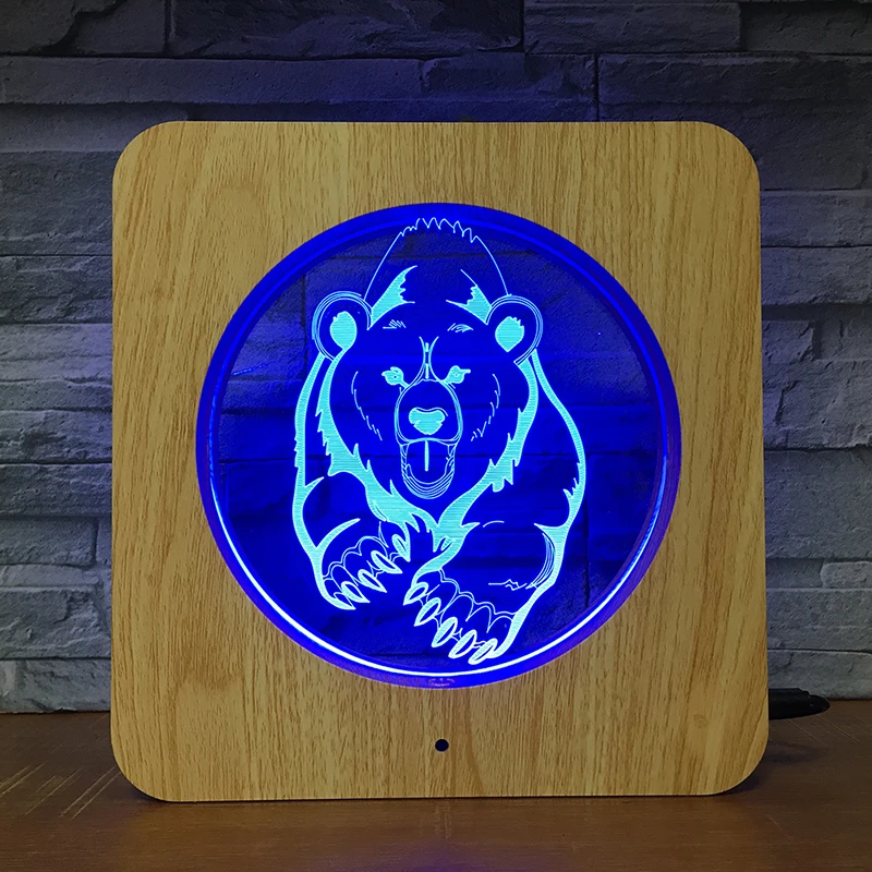 Fierce Bear 3D LED Plastic Night Light DIY Customized Lamp Table Kids Colors Birthday ABS Gift Home Decor DropShipping 2193 | Освещение