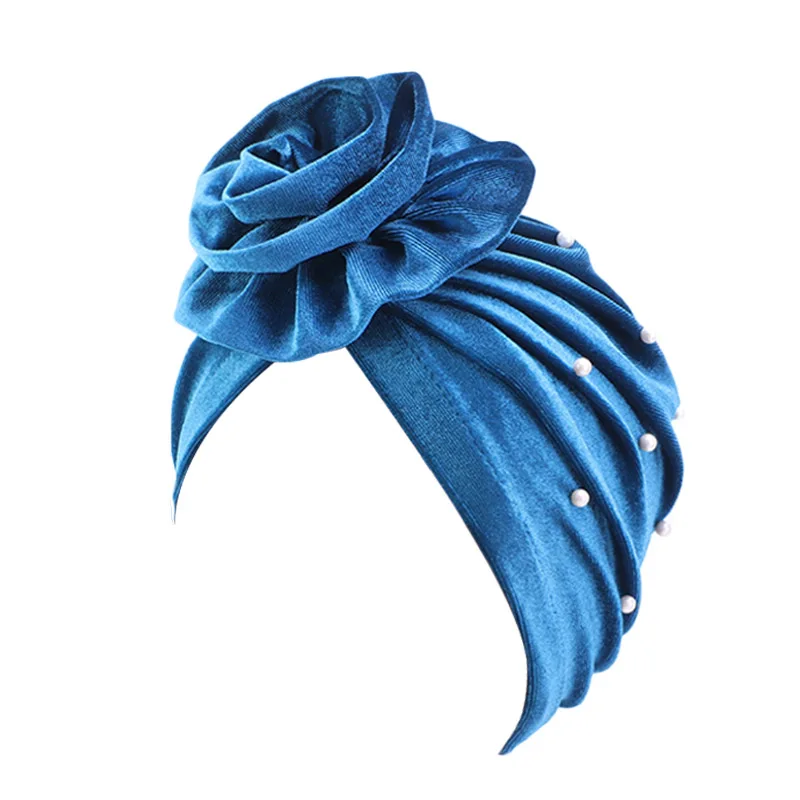 Новое поступление Вельветовая шляпа из бисера тюрбан с цветком женский