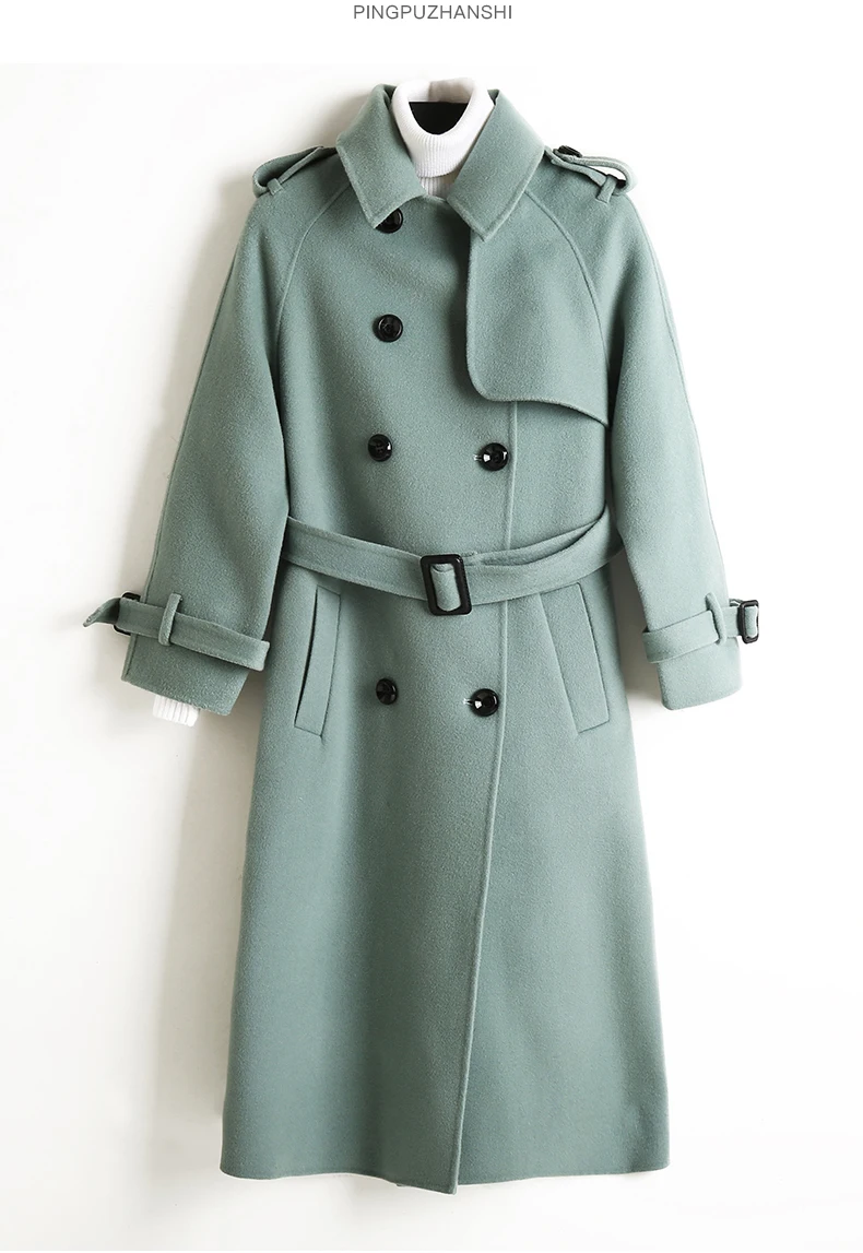 ALKMENE winter new double-faced cashmere coat women's long coat double-breasted woolen coat female cashmere coat