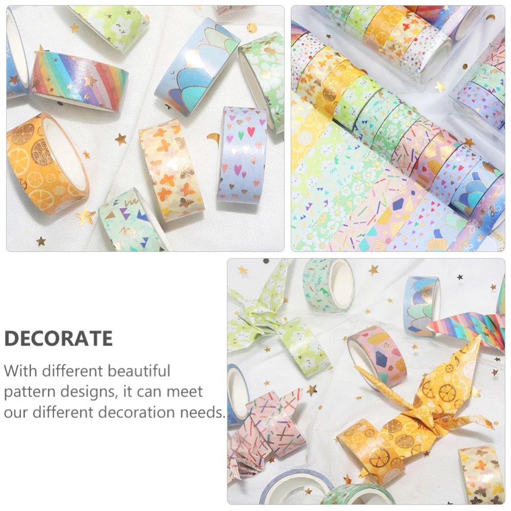 

12 Rolls Decorative Gold Foil Decorative Tapes Beautiful Washi Tapes DIY Supplies