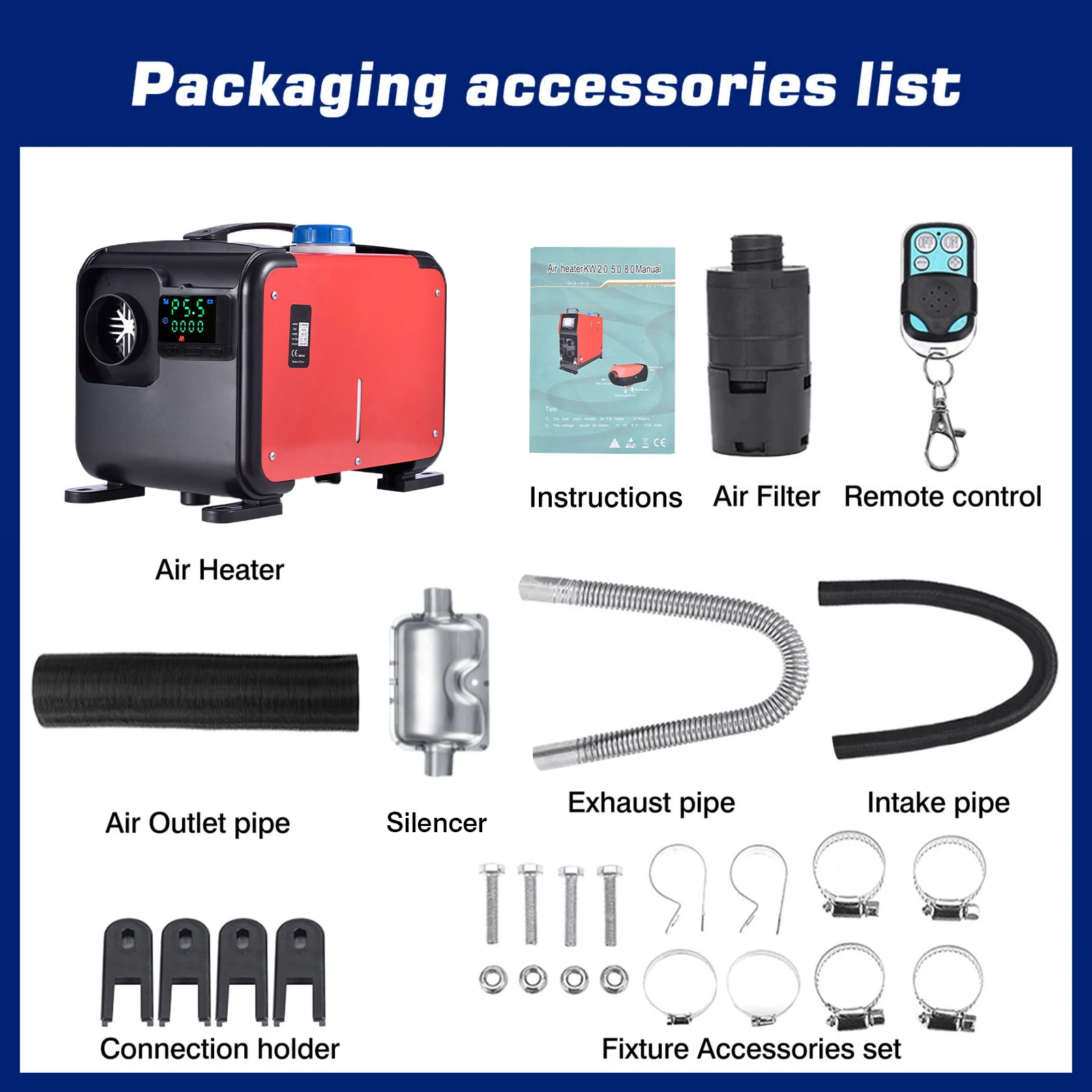 

12V 8KW Outdoor Camping Adventure Parking Heater Integrated Car Heater Car Diesel Heater Outdoor Cold Protection Products