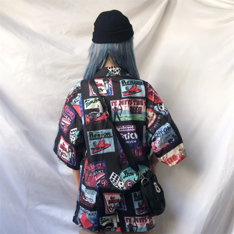 Женская простая универсальная рубашка в стиле хип-хоп Харадзюку модная