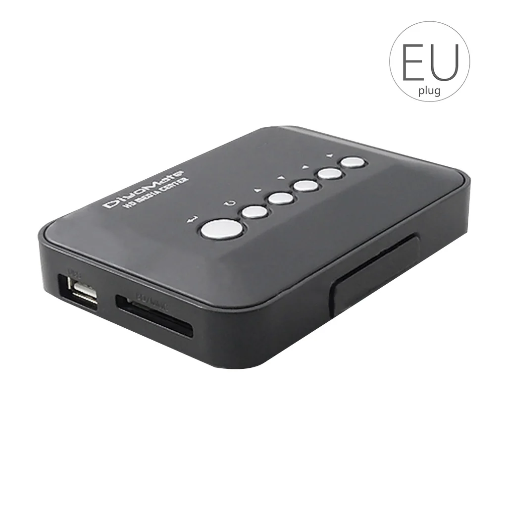 Мультимедийный плеер Mini HD 720P HDD медиаплеер ТВ-приставка AV-выход MKV RM SD USB SDHC MMC вилка