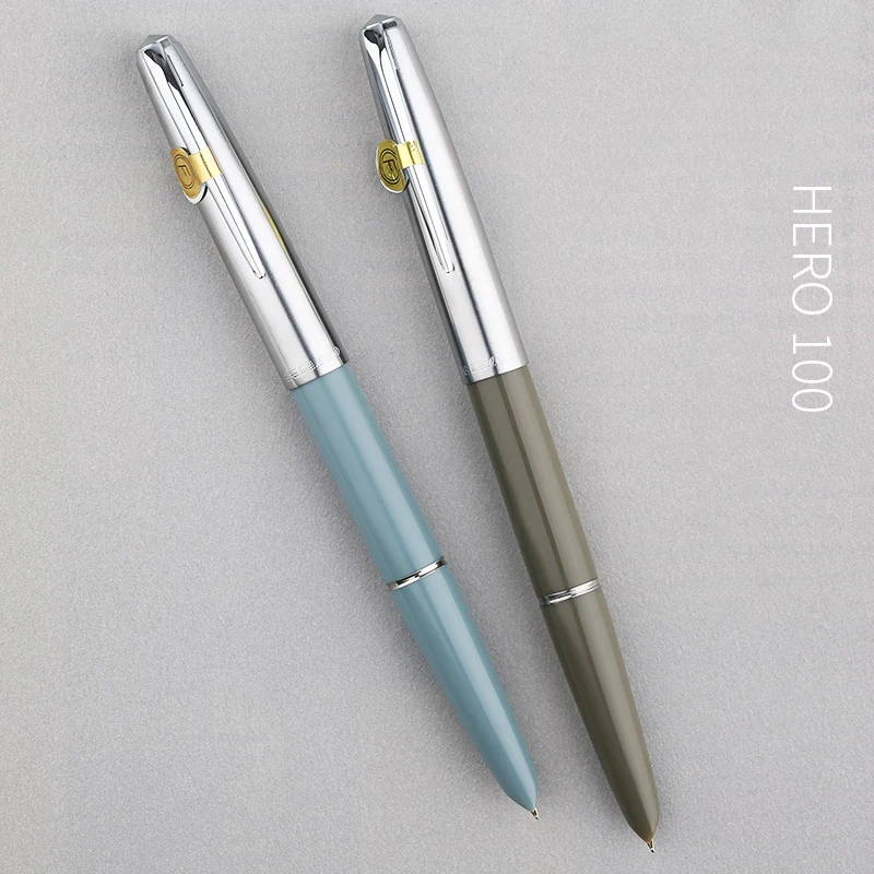 

HERO 100 14K перьевая ручка золотого цвета Классическая чернильная ручка с тонким пером 0,5 мм, подлинный качественный металл, полностью стальной/...