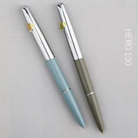 hero 100 14k gold fountain pen classic ink pen fine nib 0 5mm authentic quality metal all steel semi steel writing gift set