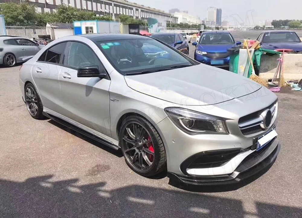 メルセデスベンツ用カーボンファイバーダブルフロントバンパーブレード 2ピース クラスc W117 Cla45 Amg フェイスリフト16 19 15 Off