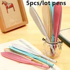 5 шт.лот творческая гелевая ручка 0,5 мм в форме пера, школьные и офисные принадлежности, кавайная ручка