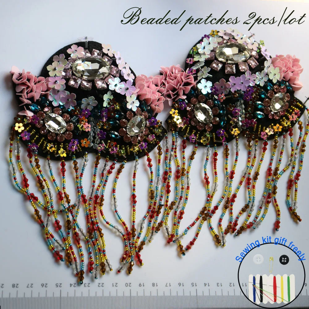 2 шт. стразы кисточки бисерные эполеты для одежды Панк пальто костюм DIY Модные