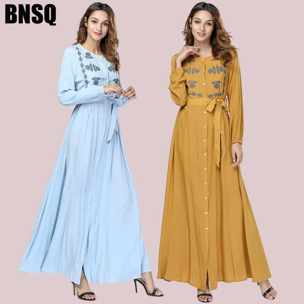BNSQ плюс размер abaya мусульманское длинное платье для девочки без хиджаба