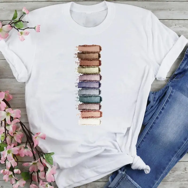 

Women Graphic 90s Nail Art Sexy Ladies Cartoon Fashion Summer Female Clothes Print Short Sleeve Tops Tees Tshirt T-Shirt
