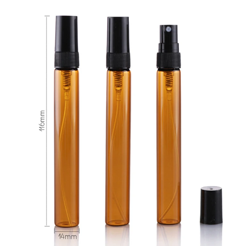 100 шт./лот пустая бутылка с распылителем 10 мл янтарные бутылки для эфирных масел