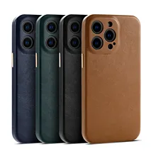 Genuine Leather Case For iPhone 13 Pro Max 13 Mini Luxury Business Cowhide Back Cover For iPhone 13 Pro 2021 New Phone Case
