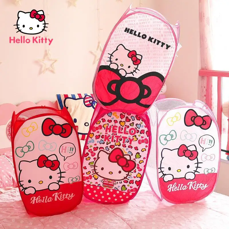 

TAKARA TOMY Hello Kitty Модная креативная Милая мультяшная складная корзина для хранения грязной одежды сетчатая корзина для хранения игрушек