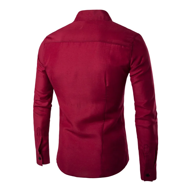 

Mens Long Sleeve Stand Collar Shirt Asymmetrical Blouse Slim Longline Basic Tops