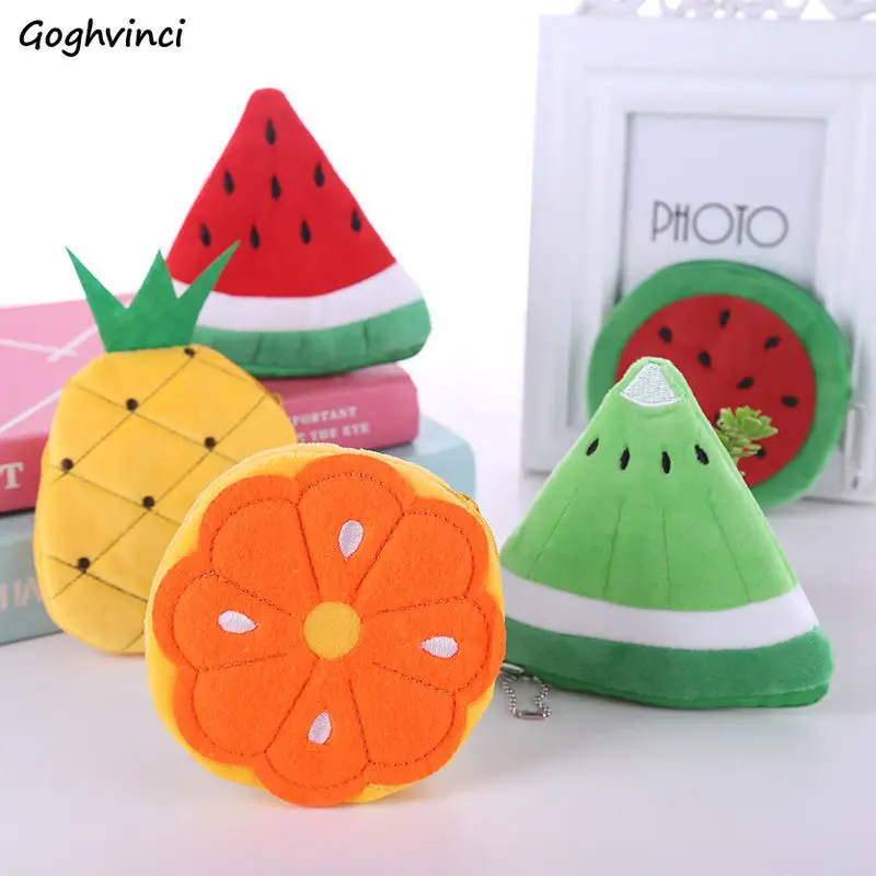 

Кошельки для монет, женские милые мини кошельки в форме фруктов, плюшевые кошельки для ключей с мультяшным рисунком для детей, милый портати...