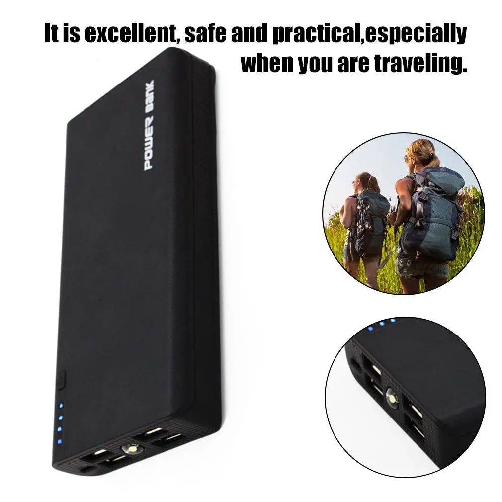 Power Bank Shell with LED Flashlight 4 USB Ports 5V 2A Charger Case DIY Kits Powered By 6x 18650 Batteries Drop Ship | Электроника