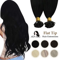 flat tip hair extensions fusion hair extensions 50g keratin tip hair extensions human hair kinky straight flat tip for salon