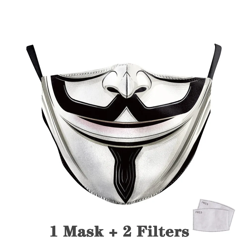 

Printing Face Reusable Protector Adult Mask Dustproof Proof Cotton Mask Fashion Grimace Filter PM2.5 Ghost Skeleton Pattem Mask