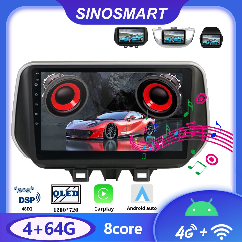 Sinosmart автомобильный радиоприемник с навигацией GPS для Hyundai IX35 Tucson 2011-2019 2.5D IPS/QLED