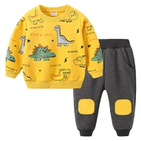 2020 cotton 2pcs boys suits 2 6year sweatshirtspants cartoon full sleeve print children sets o neck dinosaur boys clothing sets