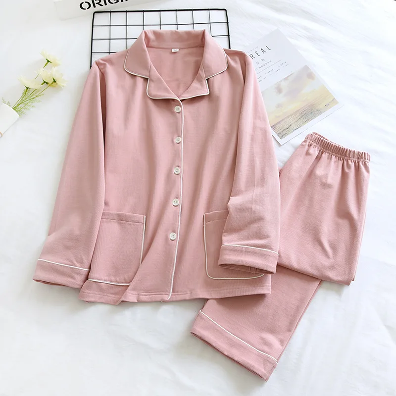 

Plus Size Loose Pajamas for Women Autumn High Quality 100% Cotton Sleepwear Female Long Sleeve Shirt + Pant Homewear Suit Winter