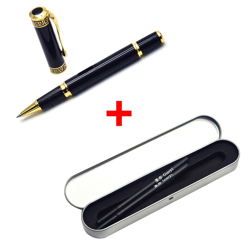 gift-2 black ink Guoyi A040 Классическая Роскошная металлическая гелевая ручка канцелярские принадлежности для офиса и обучения школы канцелярский подарок; ручка Отель Шариковая ручка для бизнеса - Цвет: gift-2 black ink